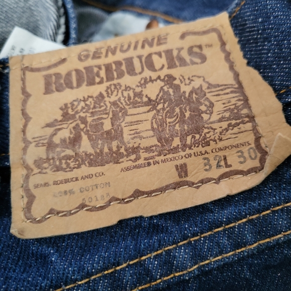 Men's Vintage Genuine Roebucks Sears Dark Wash Straight Leg Mid Rise Jeans 32x30 - Picture 6 of 8